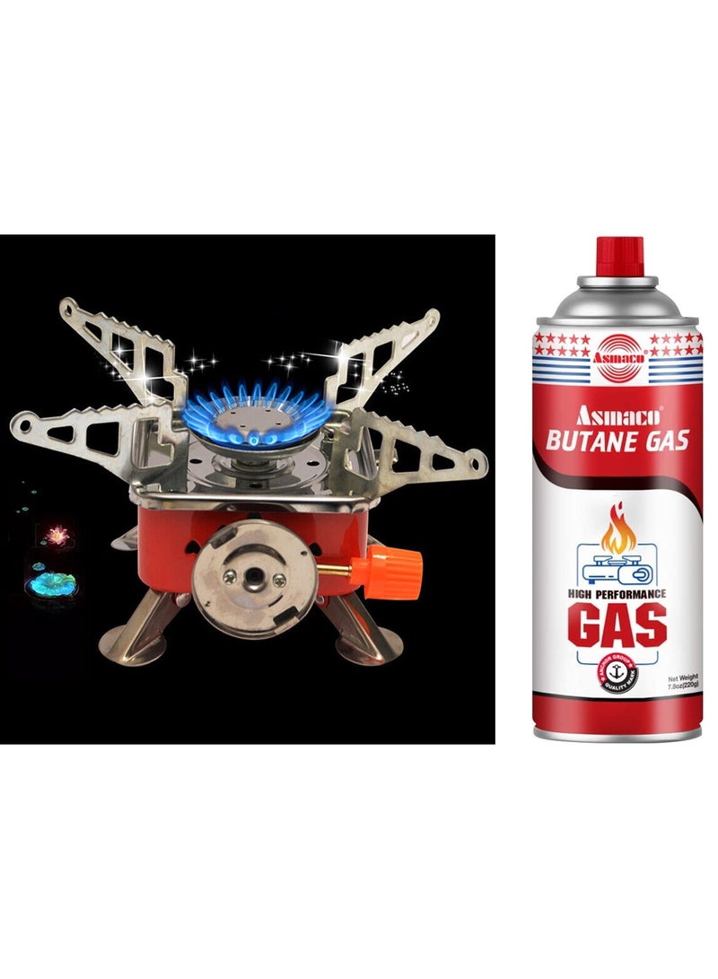 Asmaco Portable Outdoor Gas Stove Stainless Steel Windproof Backpacking Camping Gas Stove Picnic Kitchen Utensils With Butane Gas - Image 2