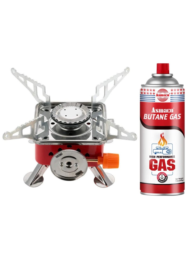 Asmaco Portable Outdoor Gas Stove Stainless Steel Windproof Backpacking Camping Gas Stove Picnic Kitchen Utensils With Butane Gas - Image 1