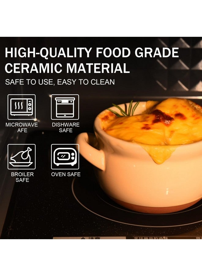 Vumdua Vumdua French Onion Soup Bowls, 16 Oz Soup Bowls with Handles Ceramic Soup Crocks for Chilli, Cereal, Cereal, Pot Pies - French Onion Soup Crocks, Oven, Broil & Dishwasher Safe, Multicolor, Set of 4  - Image 2