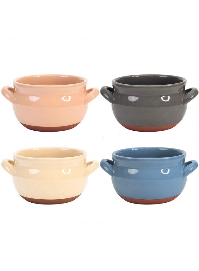 Vumdua Vumdua French Onion Soup Bowls, 16 Oz Soup Bowls with Handles Ceramic Soup Crocks for Chilli, Cereal, Cereal, Pot Pies - French Onion Soup Crocks, Oven, Broil & Dishwasher Safe, Multicolor, Set of 4  - Image 1