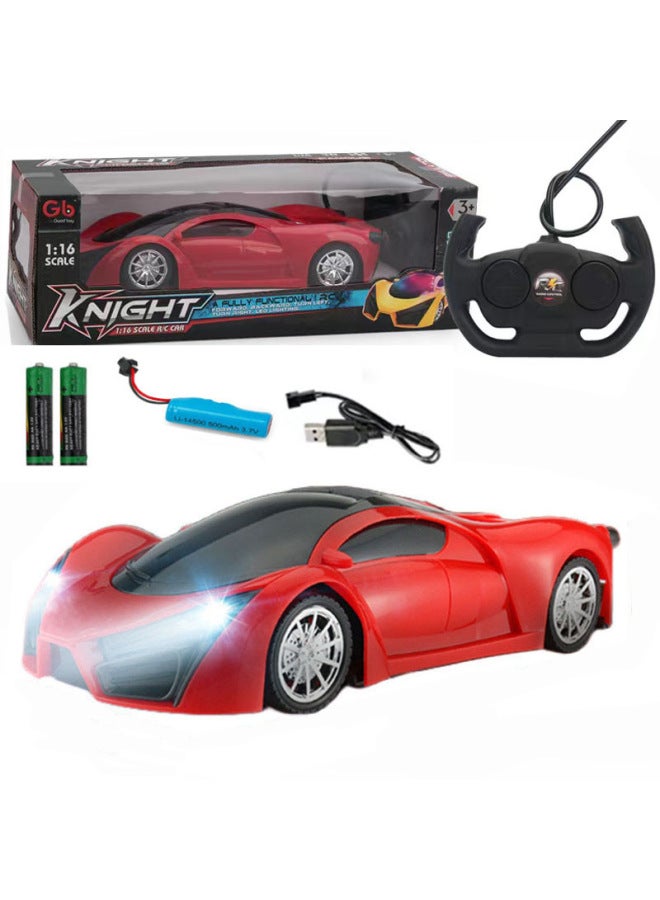 Direct Remote Control Car Children's Toys Charging Toy Car Four-way Drift Electric Car With Lights A Generation Of Hair-Color:Red Cloth (with Rechargeable Battery And Charging Cable)  - Image 2