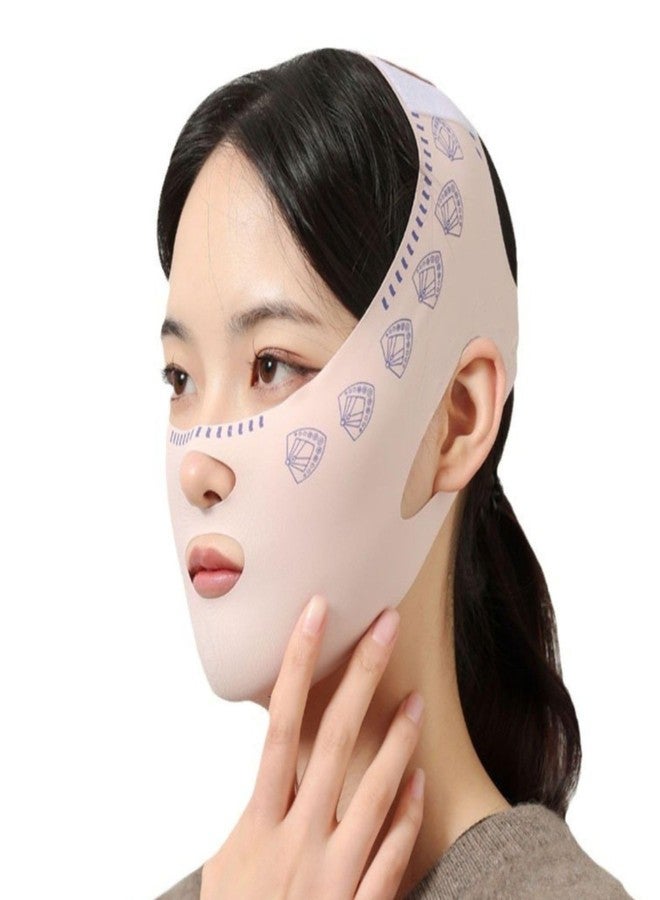 TASKHOUSE قناع شد الوجه TASKHOUSE V-Line للنساء، حزام تنحيف الذقن لتقليل الذقن المزدوجة، شد الرقبة والوجه (عبوة من قطعة واحدة؛ وردي فاتح) - Image 1