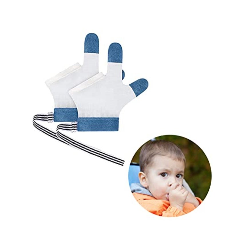 ULHYC Anti-Baby Thumb-Sucking, Anti-Finger-Eating, Anti-Face-Scratching, Finger-Sucking Treatment Gloves for Baby Infant - Blue M - Image 5