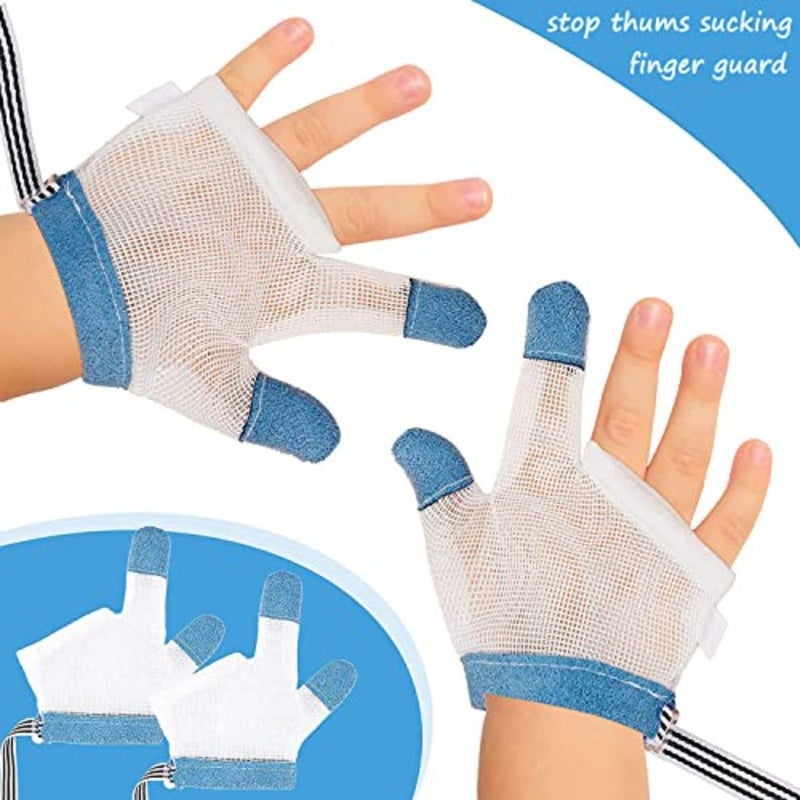 ULHYC Anti-Baby Thumb-Sucking, Anti-Finger-Eating, Anti-Face-Scratching, Finger-Sucking Treatment Gloves for Baby Infant - Blue M - Image 3