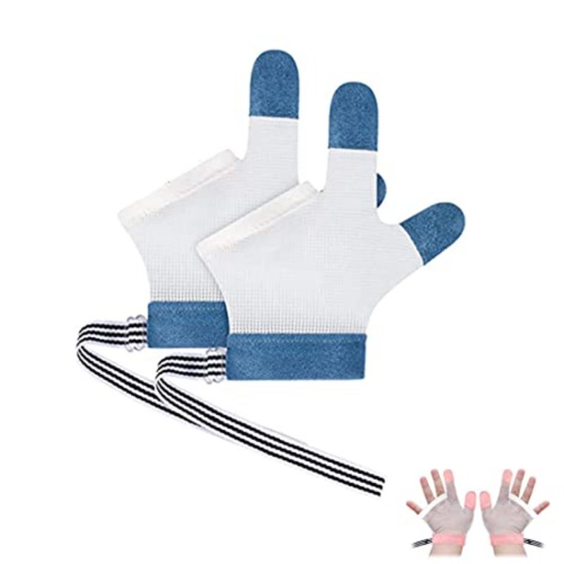 ULHYC Anti-Baby Thumb-Sucking, Anti-Finger-Eating, Anti-Face-Scratching, Finger-Sucking Treatment Gloves for Baby Infant - Blue M - Image 1