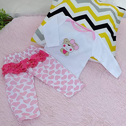 MAIHAO Reborn Baby Doll Clothes for 17-22 Inch Dolls, Cute Bear Pattern 4pcs Set - Image 3