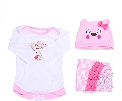 MAIHAO Reborn Baby Doll Clothes for 17-22 Inch Dolls, Cute Bear Pattern 4pcs Set - Image 5