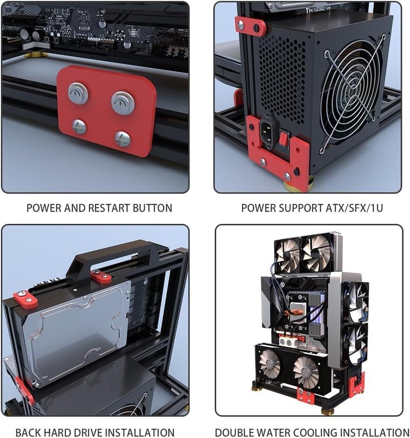 PC Creative Assembly Frame Test Bench，Open Air Frame Case, DIY Computer Motherboard Case Rack, ITX/ATX MATX/EATX Open Aluminum Frame Chassis (EATX) - Image 5