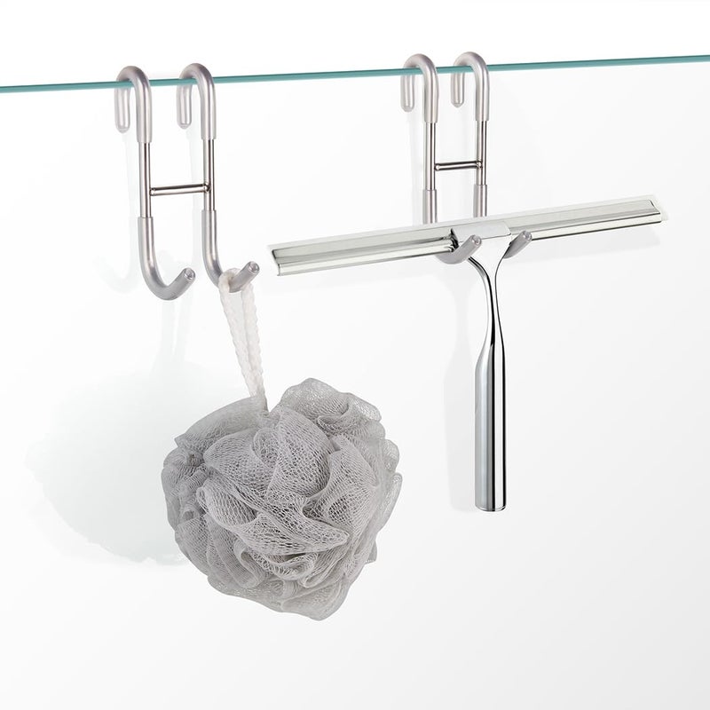 NINETREX Shower Door Hooks,Towel Hooks for Bathrooms Frameless Glass Door,Heavy Duty SUS 304 Stainless Steel Hook for Towels,Squeegee,Loofah,Shaver,Robe,2 Pack,Silver - Image 4