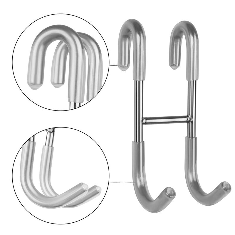 NINETREX Shower Door Hooks,Towel Hooks for Bathrooms Frameless Glass Door,Heavy Duty SUS 304 Stainless Steel Hook for Towels,Squeegee,Loofah,Shaver,Robe,2 Pack,Silver - Image 2