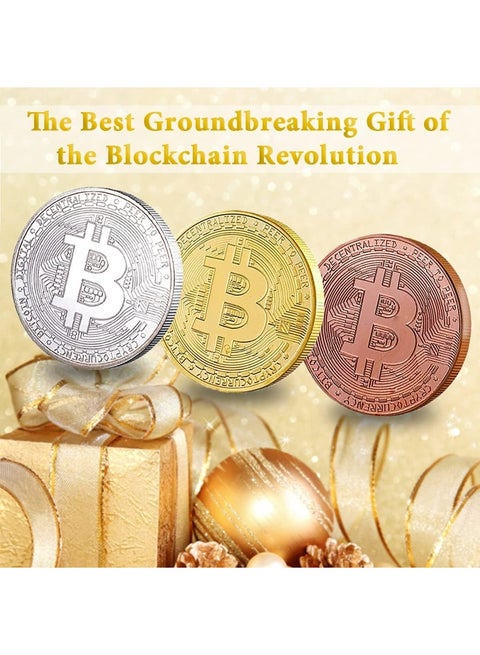 3Pcs Bitcoin Coin - Gold Silver and Bronze Physical Blockchain Cryptocurrency in Protective Collectable Gift, BTC Craft Souvenir (Gold, silver and copper)