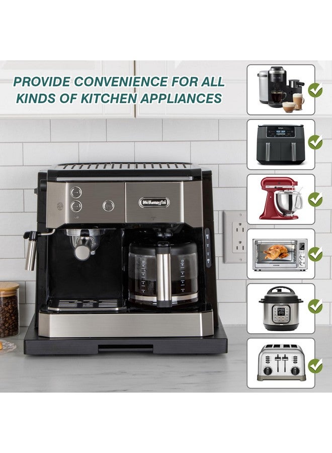 ANBOXIT Appliance Slider, Wooden Sliding Tray for Coffee Maker, Coffee Pot Slider for Counter, Kitchen Caddy Rolling Tray (Classic Black- Wide) - Image 4