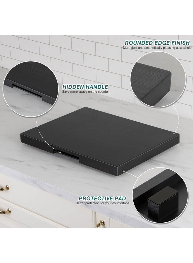 ANBOXIT Appliance Slider, Wooden Sliding Tray for Coffee Maker, Coffee Pot Slider for Counter, Kitchen Caddy Rolling Tray (Classic Black- Wide) - Image 3