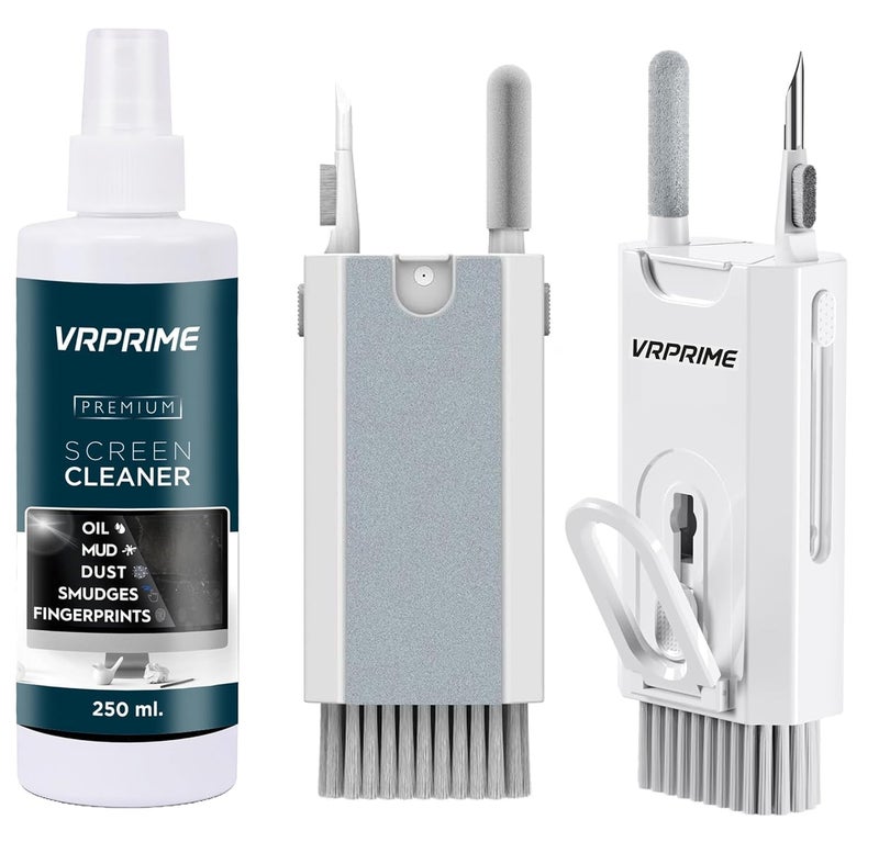 VRPRIME 8-in-1 Laptop Cleaning Kit Screen Clean | Mobile Phone Cleaning Kit | Tools for Keyboard, Earbuds & Screen Clean| with 250Ml Screen Cleaner Liquid Spray - Image 1