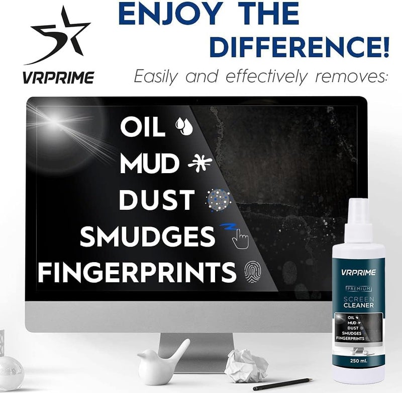 VRPRIME 8-in-1 Laptop Cleaning Kit Screen Clean | Mobile Phone Cleaning Kit | Tools for Keyboard, Earbuds & Screen Clean| with 250Ml Screen Cleaner Liquid Spray - Image 2