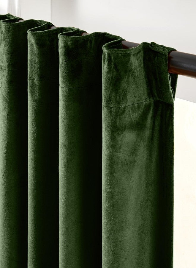 Lazzzy Green Velvet Curtains 84 Inch Long Blackout Thermal Insulated Room Darkening Lined Curtain Drapes Luxury Back Tab Window Treatments for Bedroom Living Room 2 Panels, 52 x 84 Inch, Moss Green - Image 3