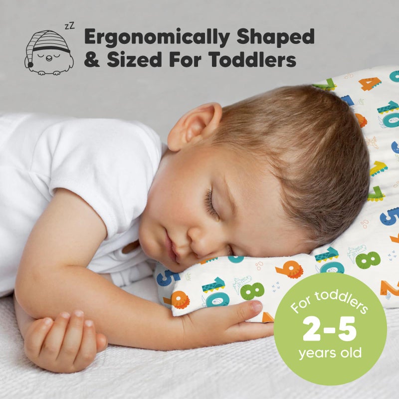 KeaBabies Toddler Pillow with Pillowcase - 13x18 My Little Dreamy Kids Travel Bed Pillows for Sleeping, Organic Cotton Small Pillowcase, Soft & Breathable, Machine Washable, Toddlers 2-5 Years Old (Dino123) - Image 2