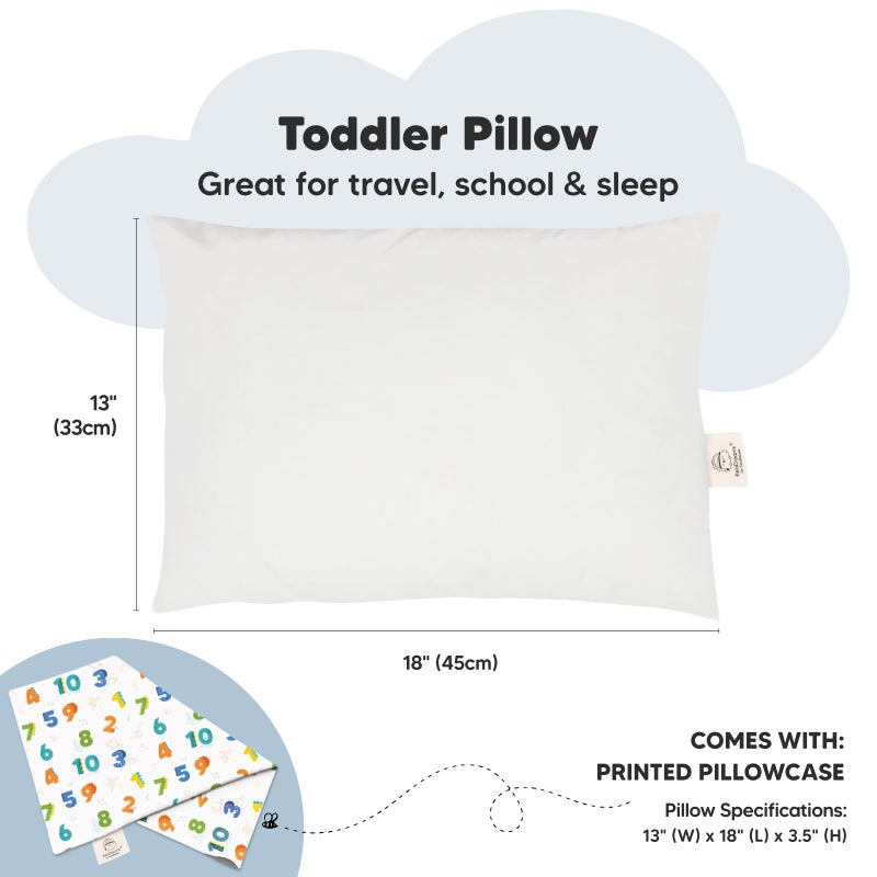 KeaBabies Toddler Pillow with Pillowcase - 13x18 My Little Dreamy Kids Travel Bed Pillows for Sleeping, Organic Cotton Small Pillowcase, Soft & Breathable, Machine Washable, Toddlers 2-5 Years Old (Dino123) - Image 3