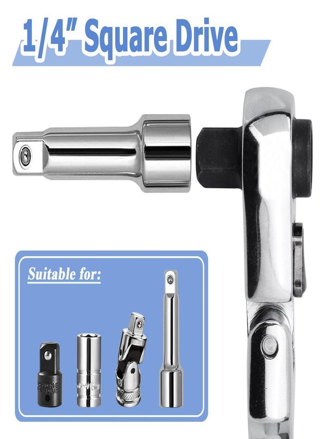 Mesee 1/4" Drive Ratchet Wrench, 2-In-1 Hex Bit Driver & Socket Wrench Flex Head Ratchet 72-Tooth Reversible Ratchet Wrench Mini Ratcheting Spanner Hand Repair Tool - Image 4