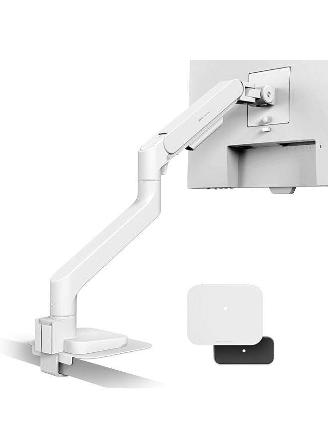 BenQ BSH02 Ergo Monitor Arm -Gas Spring Monitor Stand for Up to 45'' & 44lbs Screens, Heavy Duty, Quick Installation, No Sagging, Top Clamp and Grommet Base, Reinforcement Plate, VESA 75x75 &100x100mm white - Image 1