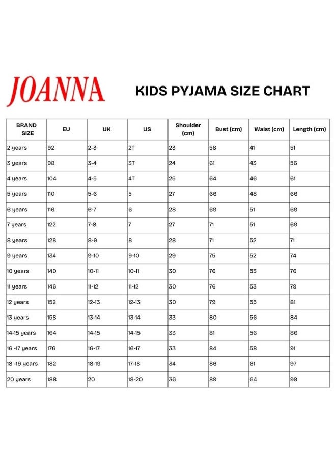 JOANNA - JOANNA Girl's Cat Love Print V-Neck Short Sleeve Shirt & Long Pants Pajama Set, Dark Blue - Image 1
