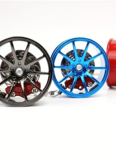 Beauenty 1pc Zinc Alloy Wheel Hub Keychain with Caliper, 360° Rotatable Car Key Ring, Unique Gift for Car Enthusiasts - Durable and Creative Design  - Image 2