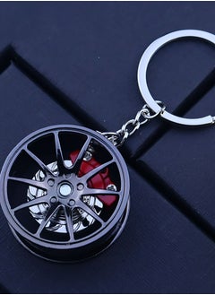 Beauenty 1pc Zinc Alloy Wheel Hub Keychain with Caliper, 360° Rotatable Car Key Ring, Unique Gift for Car Enthusiasts - Durable and Creative Design  - Image 1