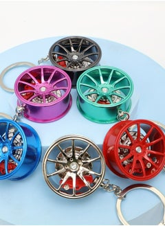 Beauenty 1pc Zinc Alloy Wheel Hub Keychain with Caliper, 360° Rotatable Car Key Ring, Unique Gift for Car Enthusiasts - Durable and Creative Design  - Image 3
