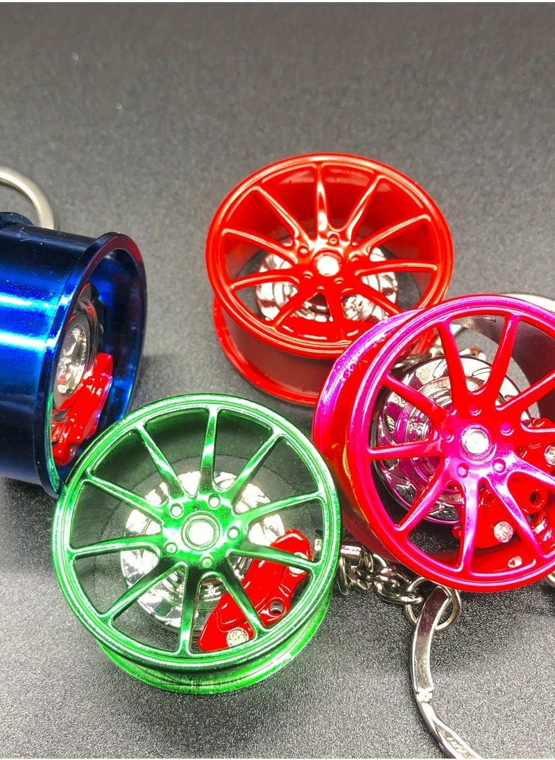 Beauenty - 1pc Zinc Alloy Wheel Hub Keychain with Caliper, 360° Rotatable Car Key Ring, Unique Gift for Car Enthusiasts - Durable and Creative Design - Image 1