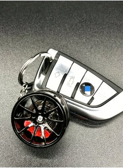 Beauenty 1pc Zinc Alloy Wheel Hub Keychain with Caliper, 360° Rotatable Car Key Ring, Unique Gift for Car Enthusiasts - Durable and Creative Design  - Image 5