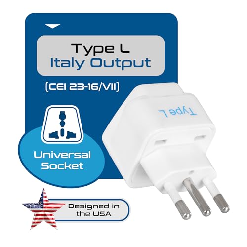 Ceptics Italy Power Adapter, Type L plug adapter, Universal Travel Adapter Chile, Italy travel adapter plug perfect for Rome, Lybia, Tunisia, Uruguay, GP-12A - White (3 Pack) - Image 3