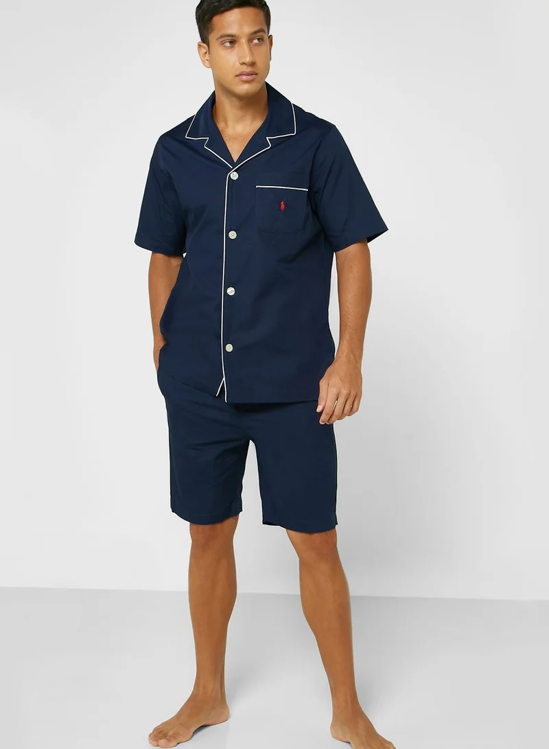 POLO RALPH LAUREN Logo Piping Detail Shirt & Pyjama Set