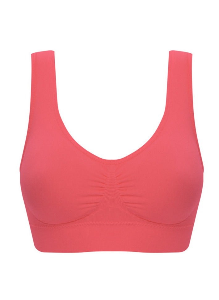 AROAQ Women Sports Bra, Fitness Sports Yoga Bra with Removable Padding,  Double-layer Seamless  Sports Bra without Rims, Comfortable Soft Bra for Workouts Running Yoga Trainings, (Size 4XL, Watermelon Red) - Image 1