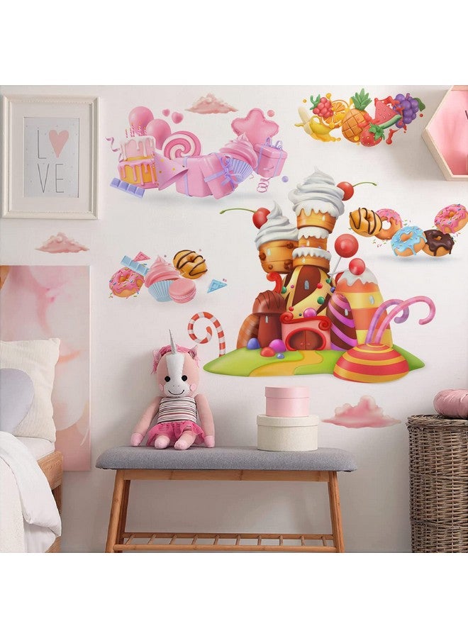FAYYGYH Ice Cream Candy Wall Stickers Castle Cake Wall Decals Removable Xmas Candy and Fruit Party Decor for Nursery Kids Room Decoration - Image 1