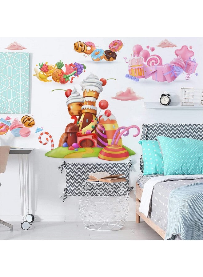 FAYYGYH Ice Cream Candy Wall Stickers Castle Cake Wall Decals Removable Xmas Candy and Fruit Party Decor for Nursery Kids Room Decoration - Image 4