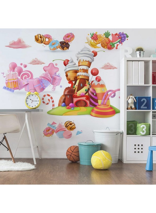 FAYYGYH Ice Cream Candy Wall Stickers Castle Cake Wall Decals Removable Xmas Candy and Fruit Party Decor for Nursery Kids Room Decoration - Image 3