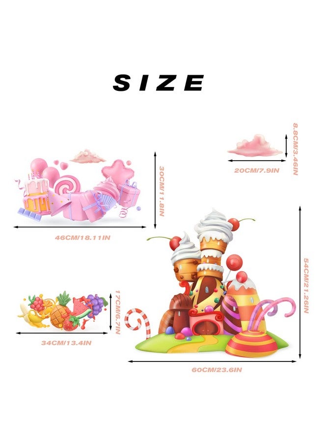 FAYYGYH Ice Cream Candy Wall Stickers Castle Cake Wall Decals Removable Xmas Candy and Fruit Party Decor for Nursery Kids Room Decoration - Image 2