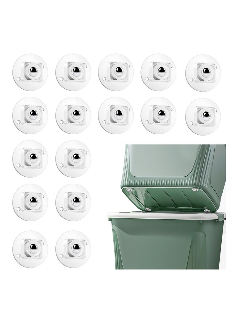 KASTWAVE 16 Pcs Self Adhesive Caster Wheels, Mini Swivel Wheels Stainless Steel Paste Universal Wheel 360 Degree Rotation Sticky Pulley for Bins Bottom Storage Box Furniture Trash  - Image 1