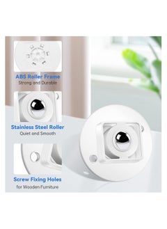 KASTWAVE 16 Pcs Self Adhesive Caster Wheels, Mini Swivel Wheels Stainless Steel Paste Universal Wheel 360 Degree Rotation Sticky Pulley for Bins Bottom Storage Box Furniture Trash  - Image 2