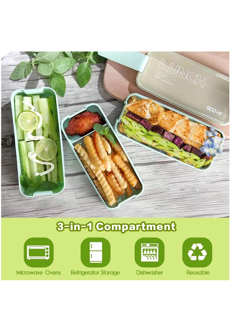 Arabest 27 PCs Bento Box Set, Stackable 3-in-1 Compartment Bento Box Set, Includes Soup Cup, Sauce Jar, Spoon, Fork, Cake Cup, Fruit Holder, Snack Bag, Leak-proof Bento Box (Blue)  - Image 3