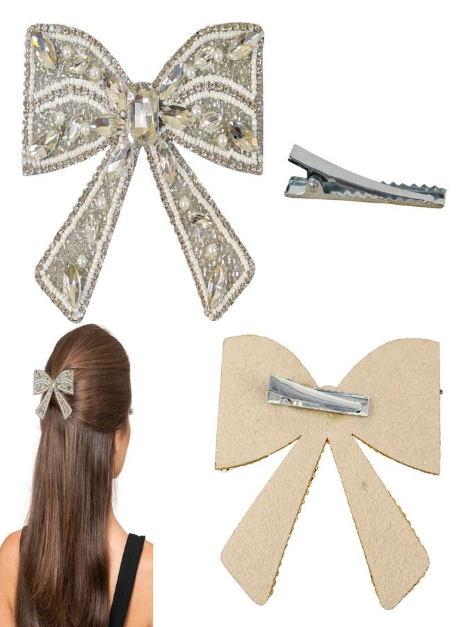 ANVIK Hair Bow Clips for Women | Crystal Bow Clip | Bow Barrette Clip | Alligators Bow Clips | Fancy Hair Clips | Hair Accessories for Women - Image 3