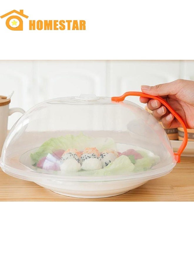 HOMESTAR Microwave Splatter Cover, Clear Microwave Splash Guard Cooker Lid with Handle, Safe Plastic Microwave Plate Cover for Food Splatter, Orange - Image 2