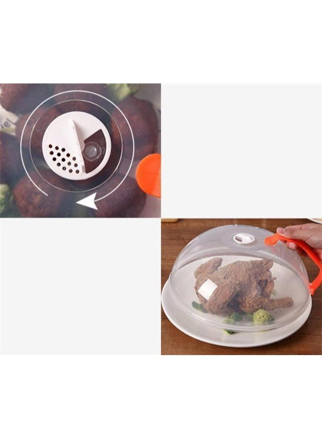 HOMESTAR Microwave Splatter Cover, Clear Microwave Splash Guard Cooker Lid with Handle, Safe Plastic Microwave Plate Cover for Food Splatter, Orange - Image 4
