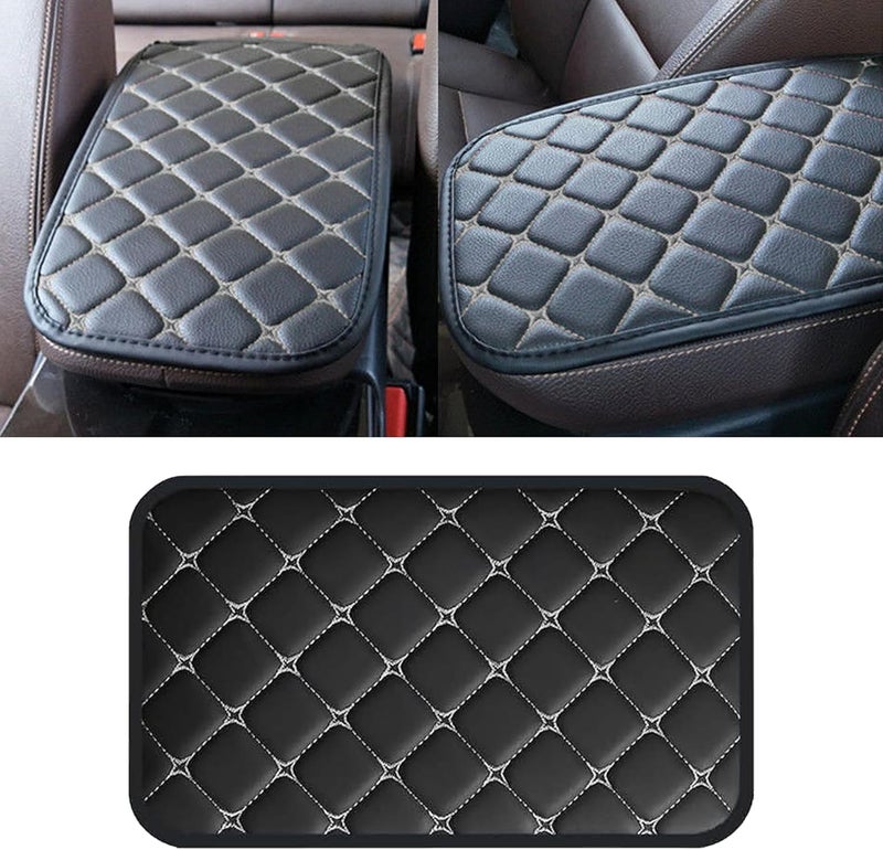 Couslcd Car Center Console Cushion Pad, Universal PU Leather Waterproof Car Armrest Protection Cover, Comfortable Universal Car Interior Decor Accessories for SUV, Sedan, Truck (Black/Gray) - Image 1