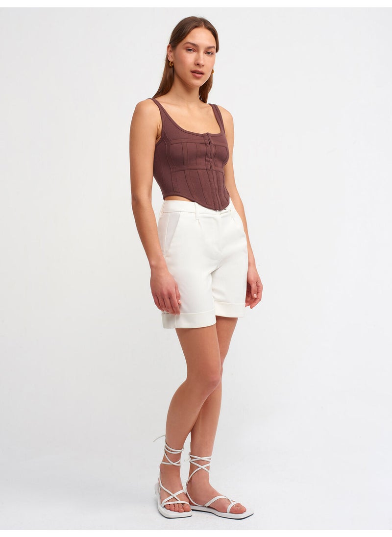 Dilvin 3791 Corset Top-Dark Brown  - Image 1