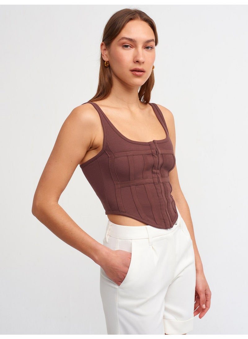 Dilvin 3791 Corset Top-Dark Brown  - Image 3