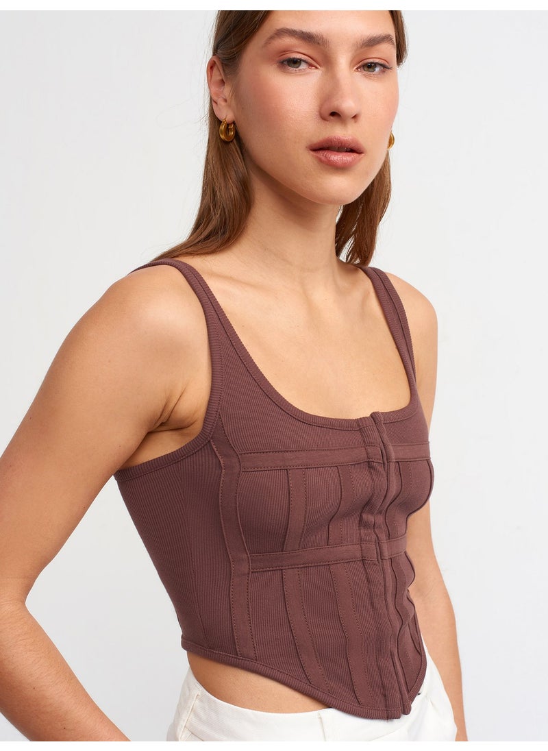 Dilvin 3791 Corset Top-Dark Brown  - Image 4