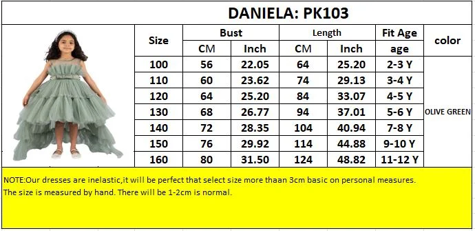 D'Daniela D'Daniela Toddler Girls Bow Front Ruffle Hem Mesh Gown Dress Olive with long tail- Tail detachable dress