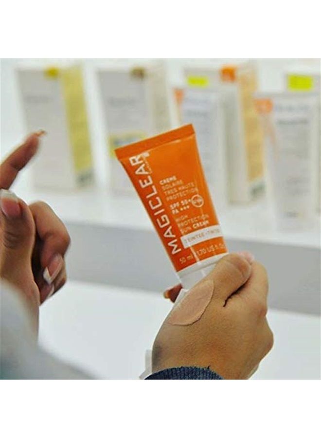 MAGICLEAR Luxury TINTED Sunscreen for face SPF 50 PA +++ Like BB cream with spf hight protection. Moisturizer Organic Mineral Anti age Facial daily Sunblock Best Swiss brand Magiclear 1.7 Oz - Image 1