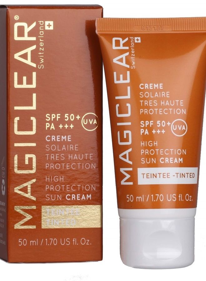MAGICLEAR Luxury TINTED Sunscreen for face SPF 50 PA +++ Like BB cream with spf hight protection. Moisturizer Organic Mineral Anti age Facial daily Sunblock Best Swiss brand Magiclear 1.7 Oz - Image 2